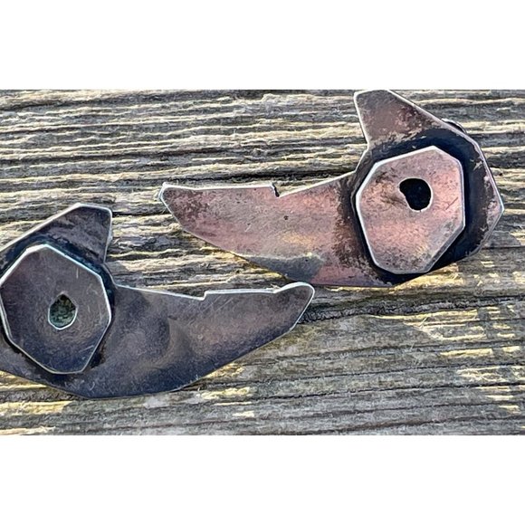 Vintage 1960s Modernist Machinist Style Sterling Silver Screw back earrings - Picture 10 of 12